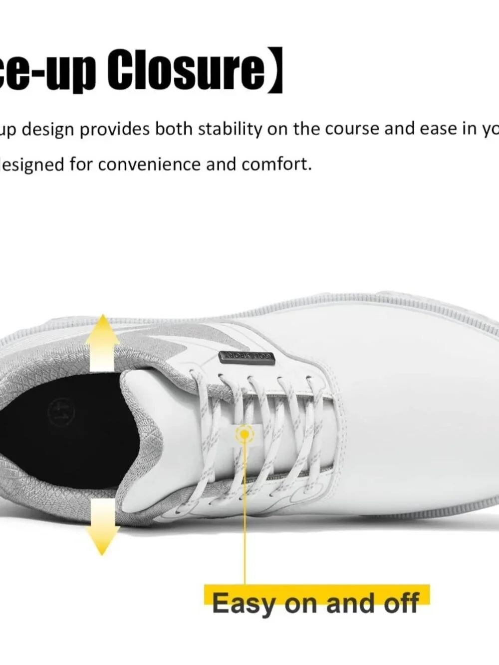 Men's All White Golf Shoes Fixed Nail Less Sole Waterproof Lightweight No-slip